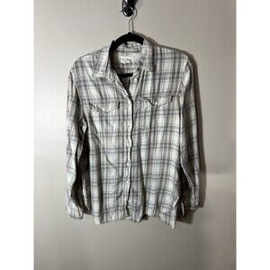 Denim & Supply Ralph Lauren Shirt Womens Large Tan Plaid Utility Relaxed Preppy